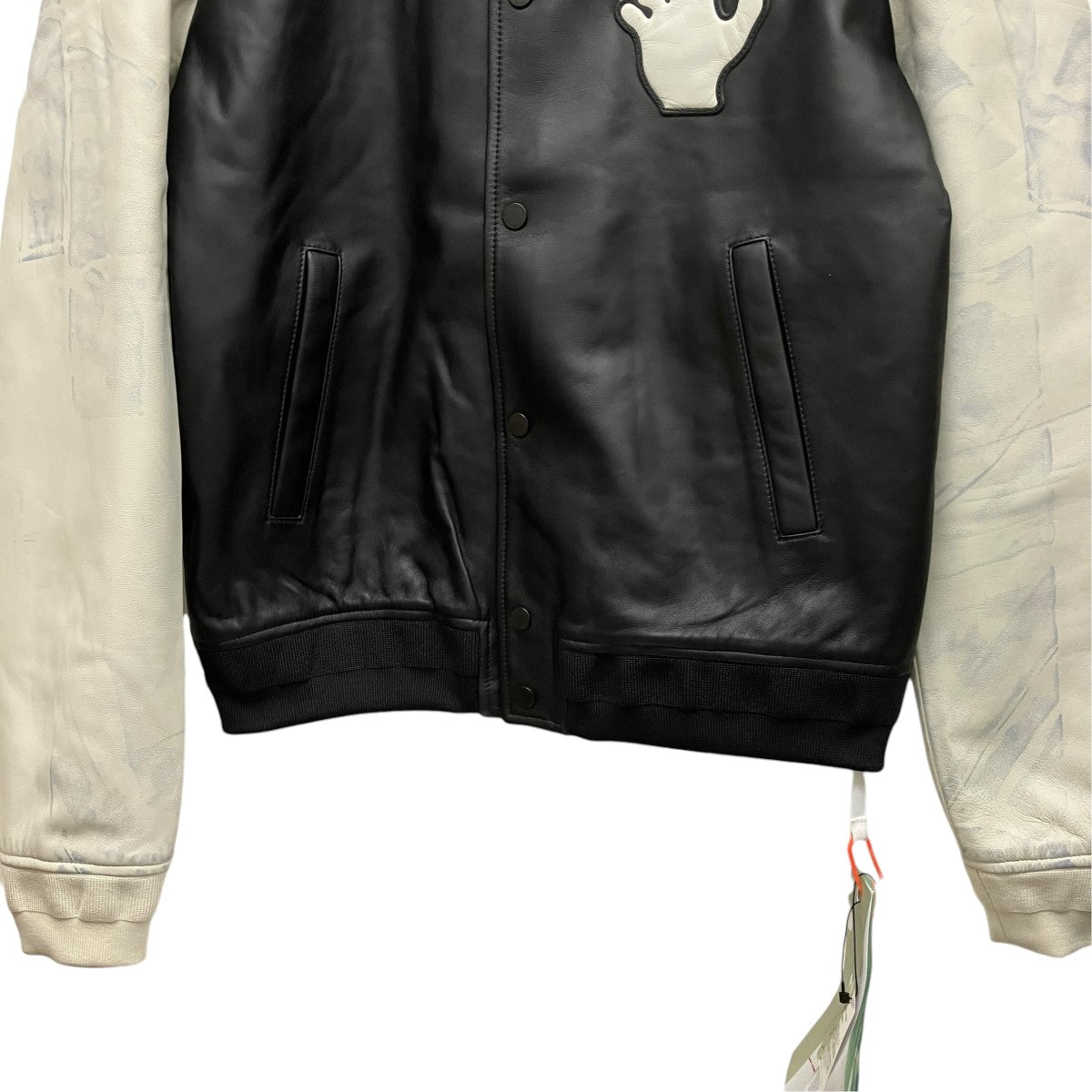 OFFWHITE Hands off レザーバーシティジャケットOMJA091S22LEA001 古着・中古-4枚目のアイテム画像