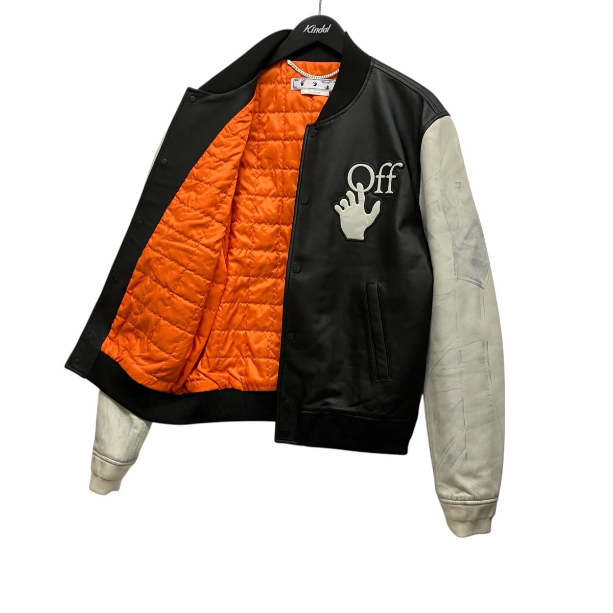 OFFWHITE Hands off レザーバーシティジャケットOMJA091S22LEA001 古着・中古-5枚目のアイテム画像