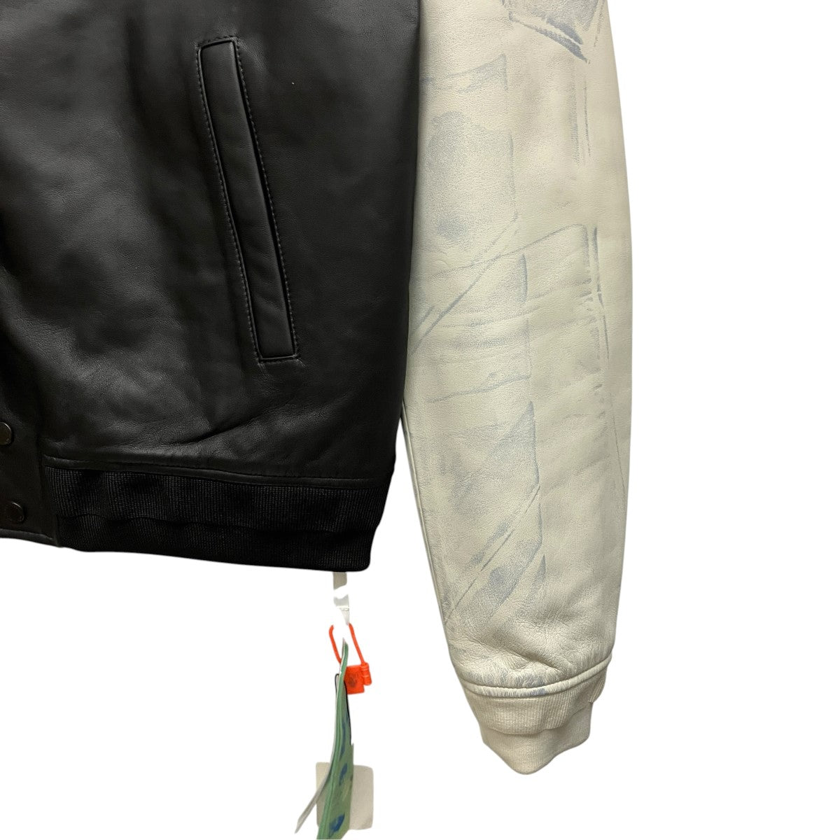 OFFWHITE Hands off レザーバーシティジャケットOMJA091S22LEA001 古着・中古-6枚目のアイテム画像