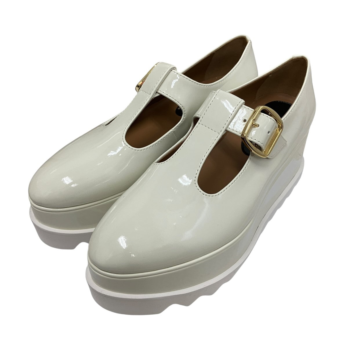 Elyse T-Bar Platform Mary Jane shoesエナメルシャークソールベルテッドシューズ810580
