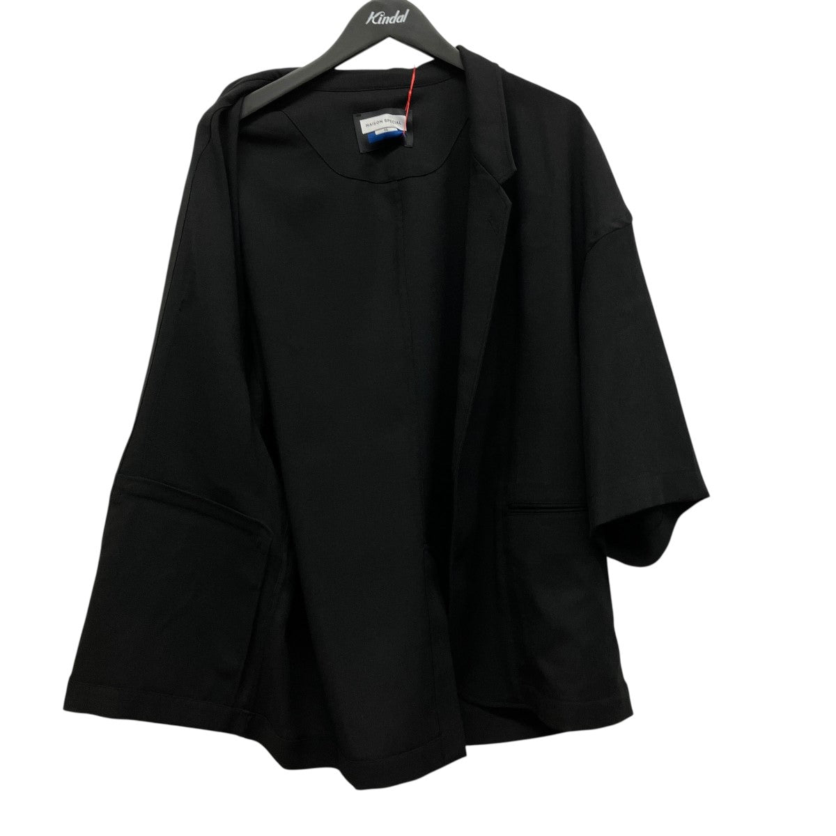 Linen Mix Slab Standout Lapel Prime-Over Cropped-sleeve Shirt Jacket半袖シャツジャケット11261111503