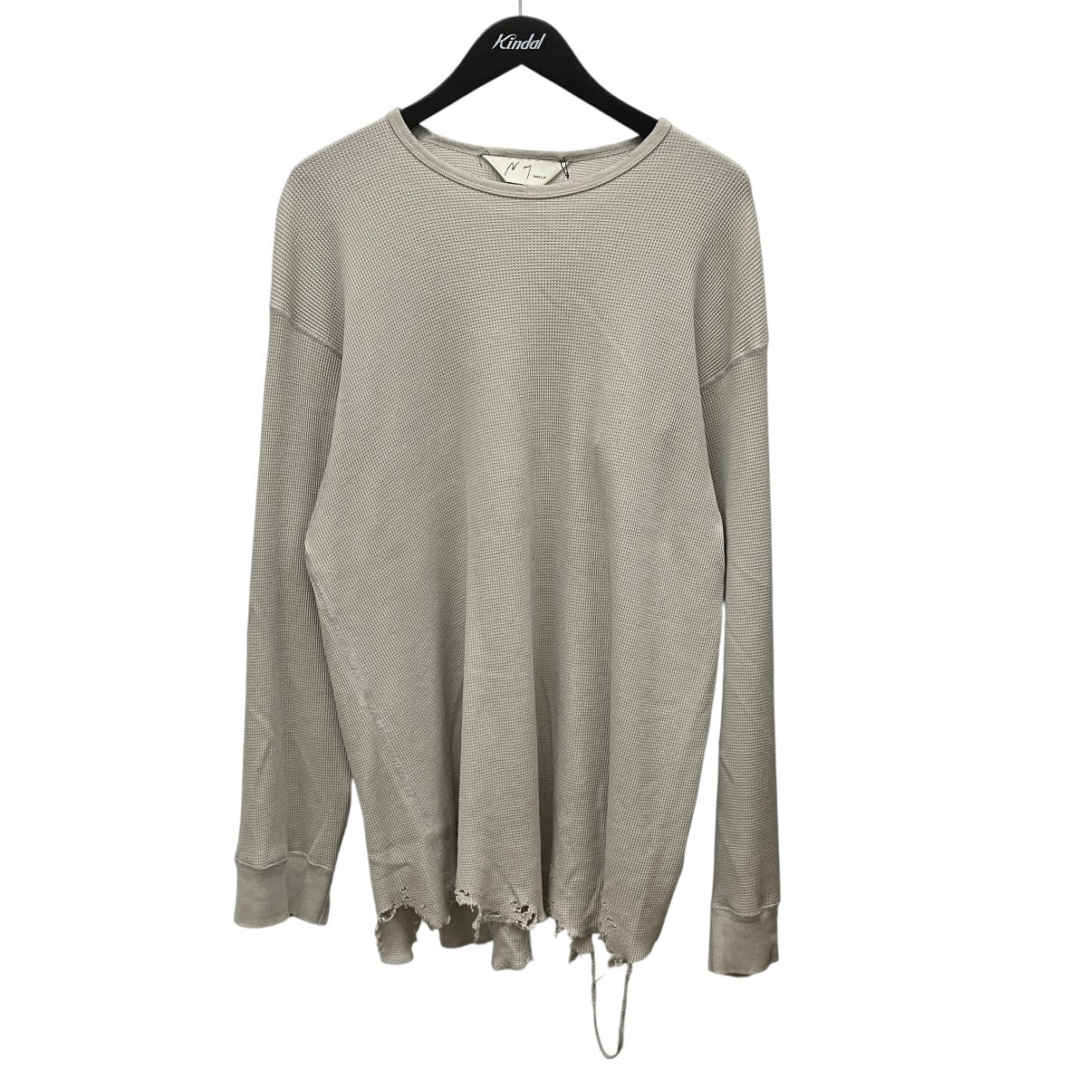 DAMAGE WAFFLE CREW LS(WHITE)ダメージ加工ワッフルクルーネックTシャツANC-STD-CT03