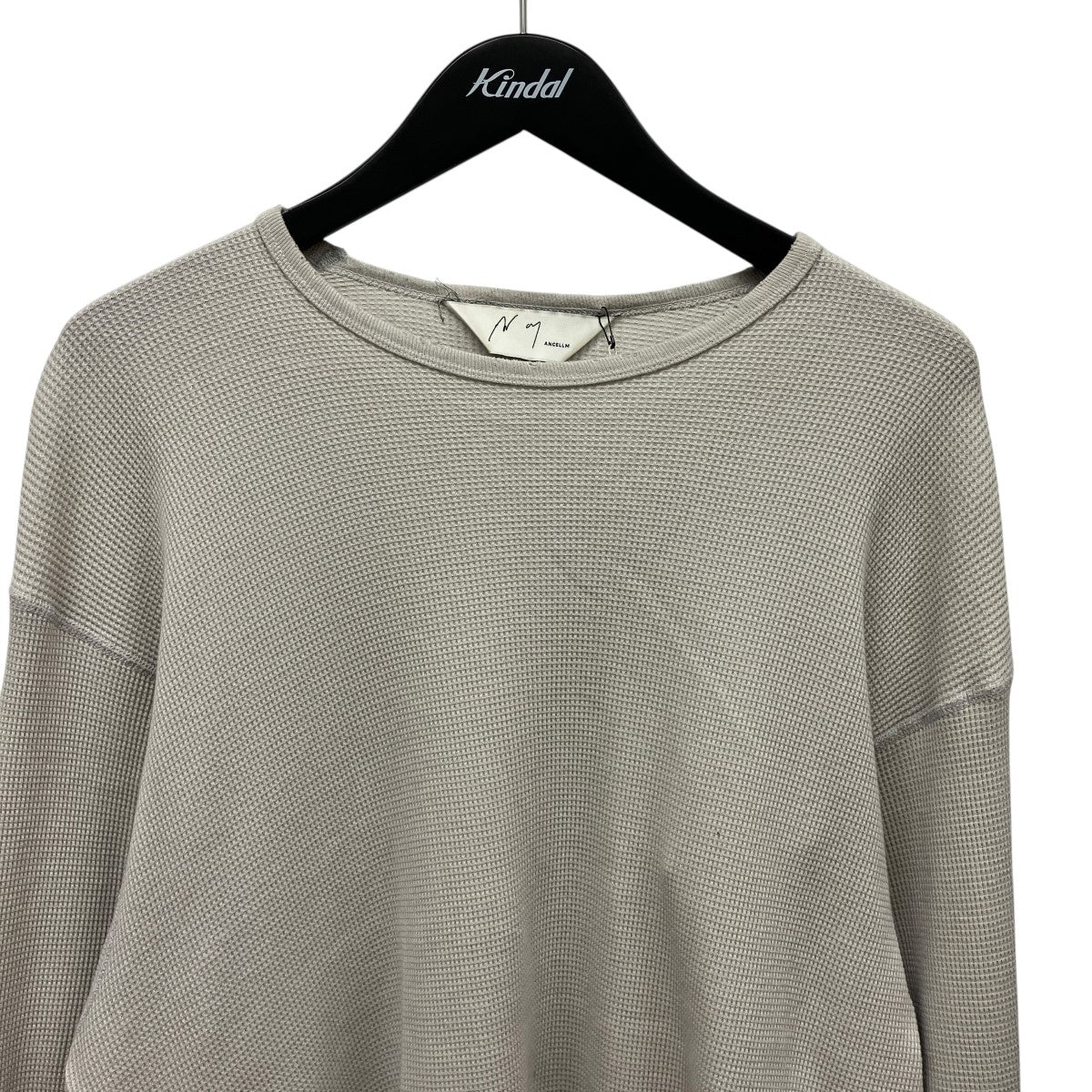DAMAGE WAFFLE CREW LS(WHITE)ダメージ加工ワッフルクルーネックTシャツANC-STD-CT03