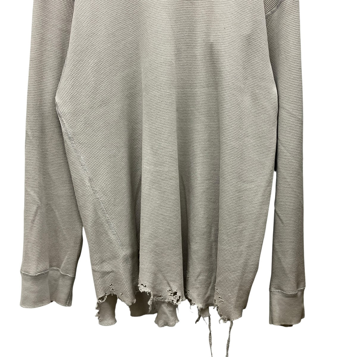 DAMAGE WAFFLE CREW LS(WHITE)ダメージ加工ワッフルクルーネックTシャツANC-STD-CT03