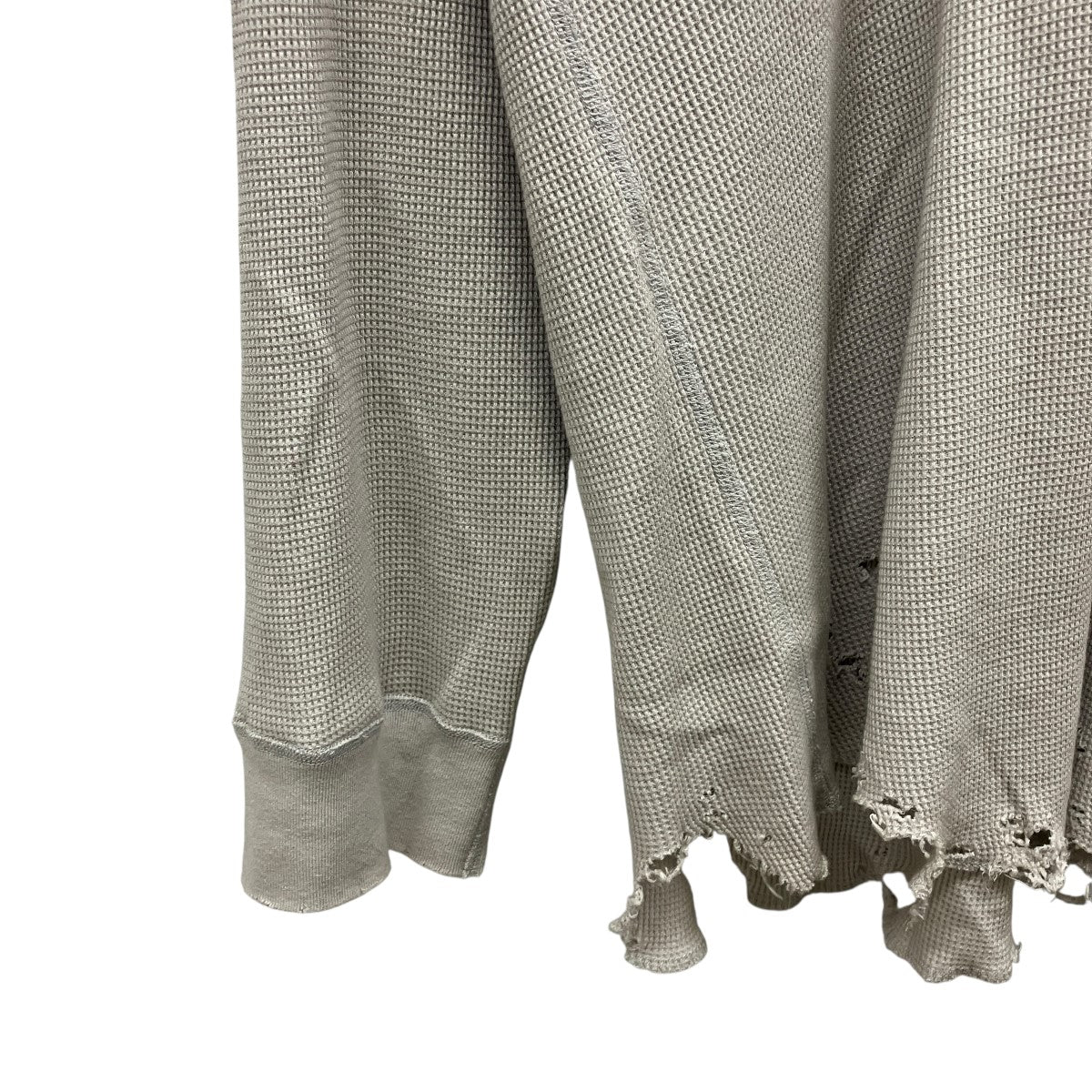 DAMAGE WAFFLE CREW LS(WHITE)ダメージ加工ワッフルクルーネックTシャツANC-STD-CT03
