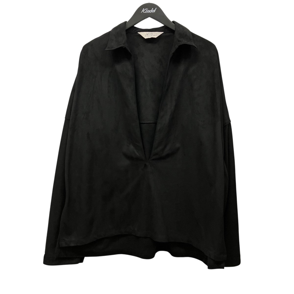 ANCELLM VEGAN LEATHER SKIPPER SHIRT BLACKスウェードスキッパー長袖シャツANC-SH27 古着・中古-1枚目のアイテム画像