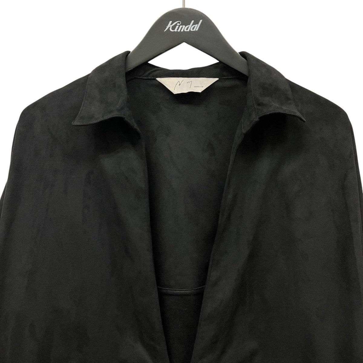 ANCELLM VEGAN LEATHER SKIPPER SHIRT BLACKスウェードスキッパー長袖シャツANC-SH27 古着・中古-3枚目のアイテム画像