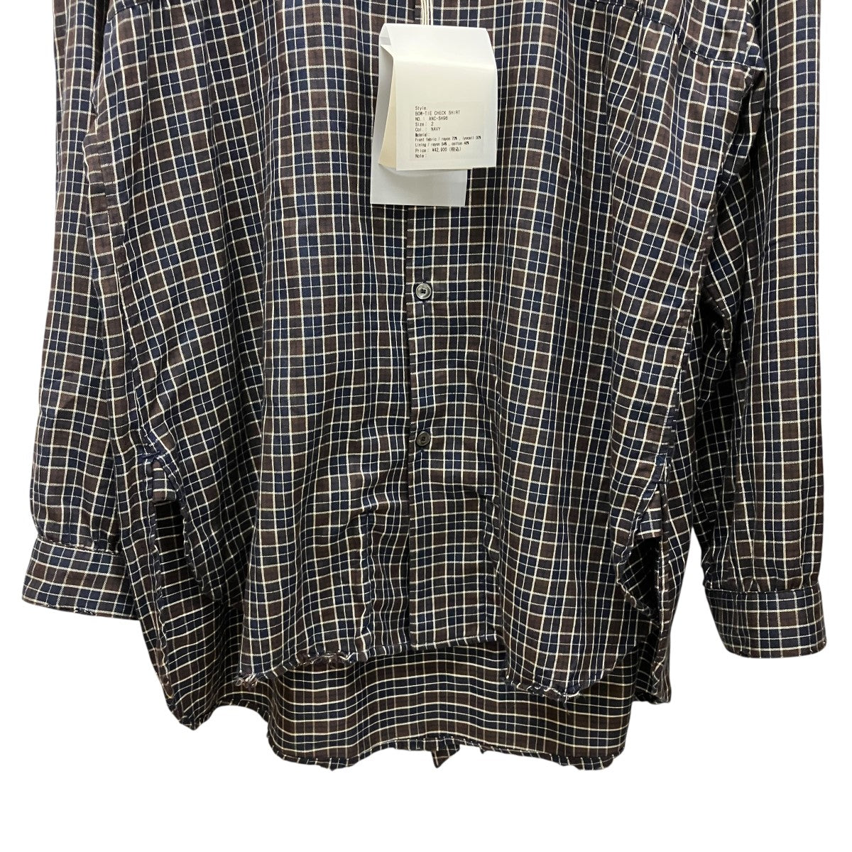 ANCELLM BOW-TIE CHECK SHIRTリボンダメージ加工チェックシャツANC-SH96 古着・中古-4枚目のアイテム画像