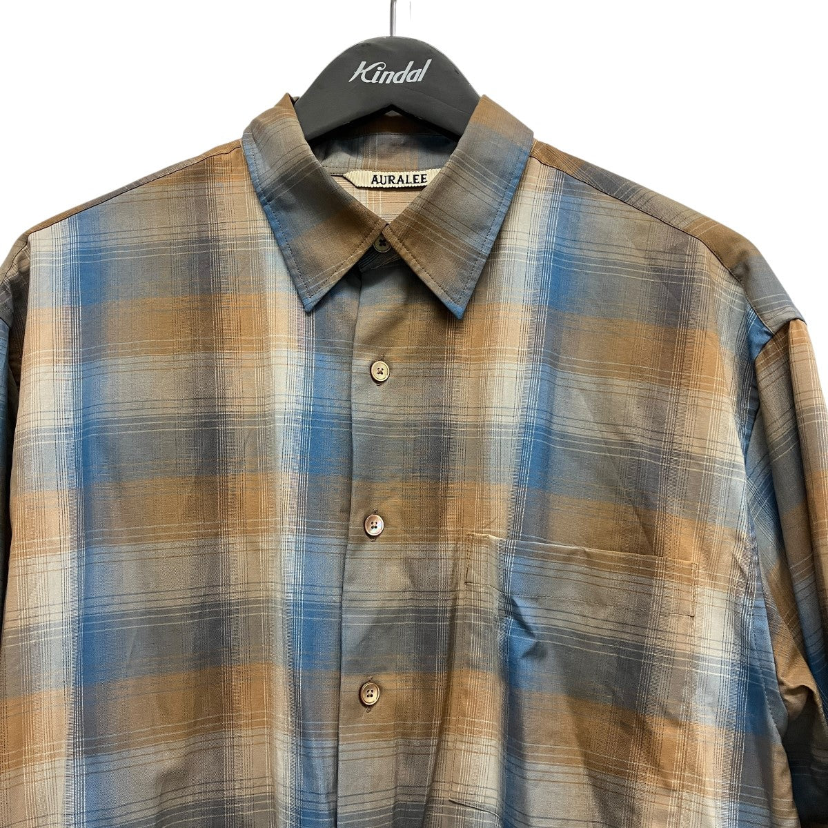 AURALEE SUPER LIGHT WOOL CHECK SHIRT チェック柄 ウールチェックシャツ A23SS01LC 古着・中古-3枚目のアイテム画像