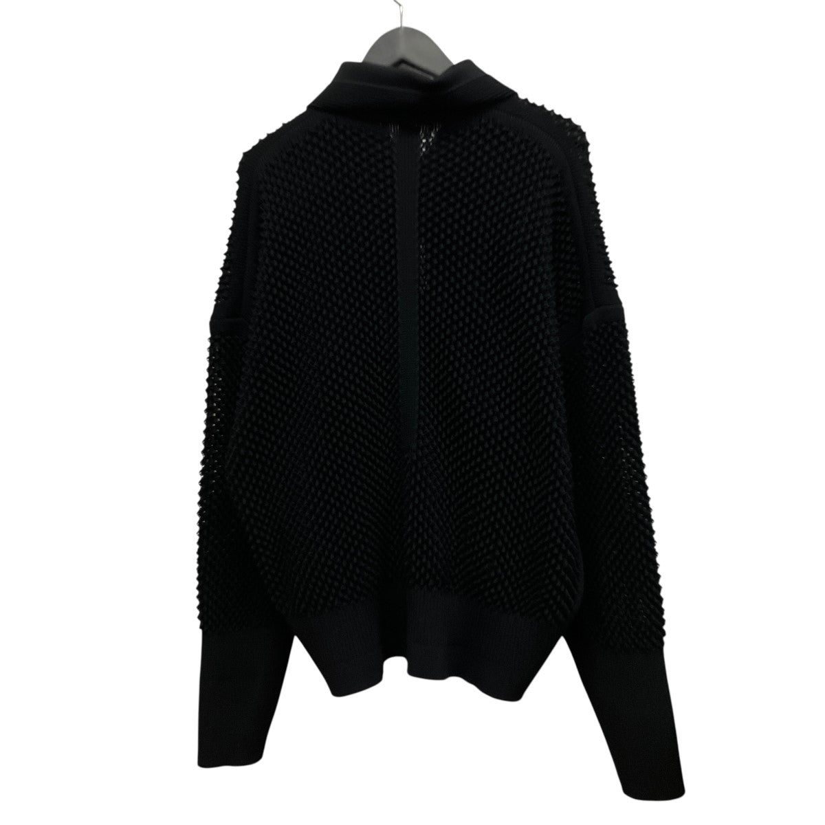 LATTICE STAND FALL COLLAR BLOUSONメッシュニットカーディガンCF009KC050