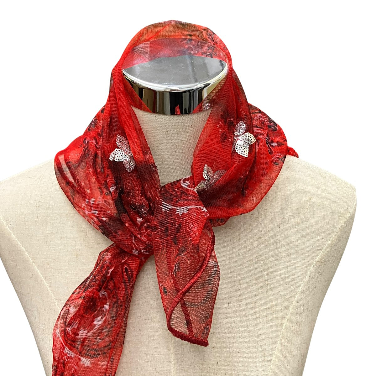 GHOST PAISLEY SCARFチュールスパンコール刺しゅうスカーフM25F90J003