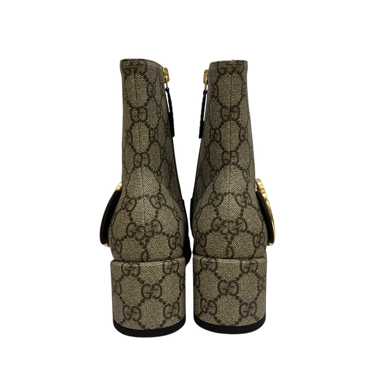 GUCCI【17万円 グッチジップアップブーツ】ヒールアップ、耐久加工オーダー品 GUCCI(グッチ) GGスプリームサイドジップブーツ701706 701706 ベージュ