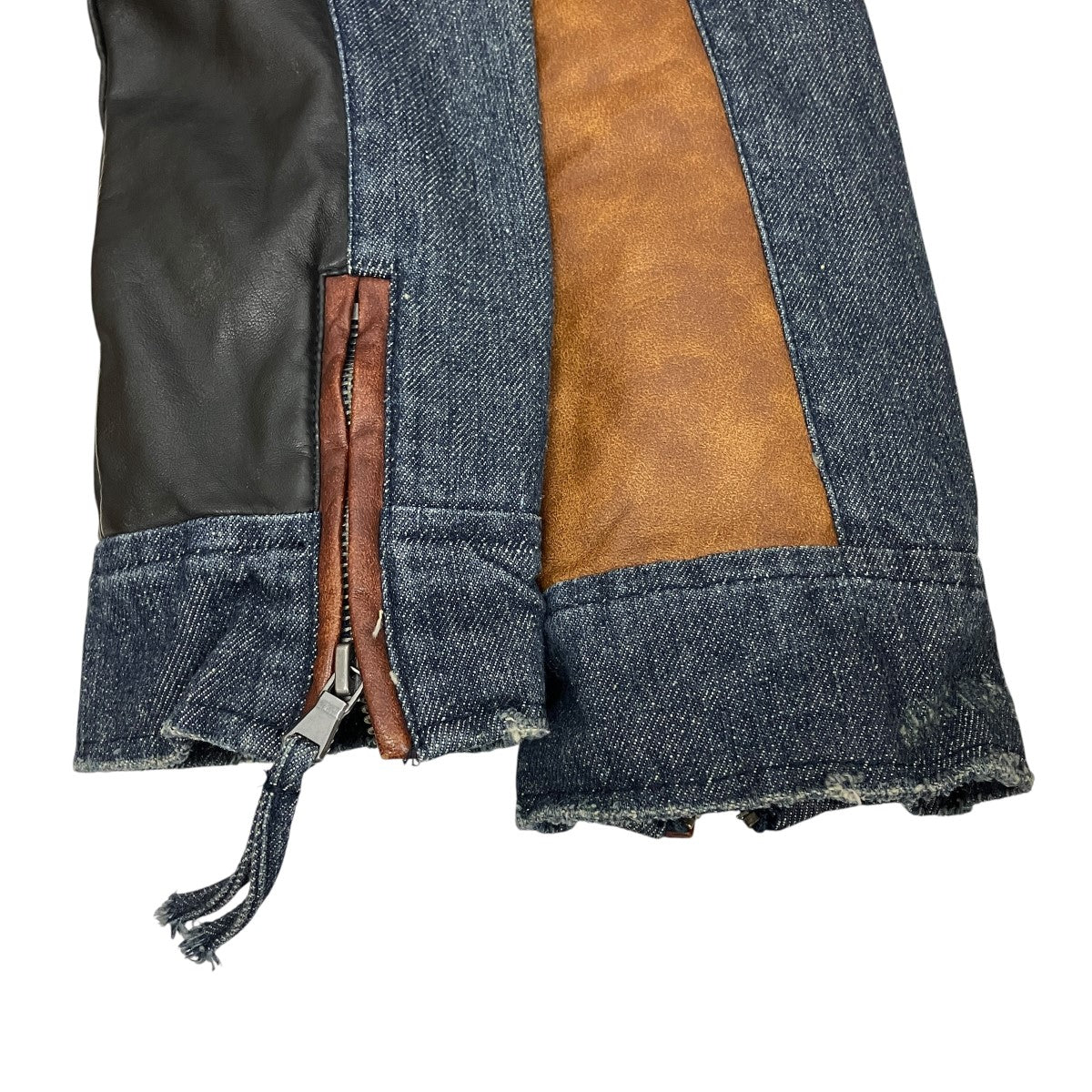 Daytona Zip Off Sleeve Moto Jacketダメージ加工デニム切替レザージャケット
