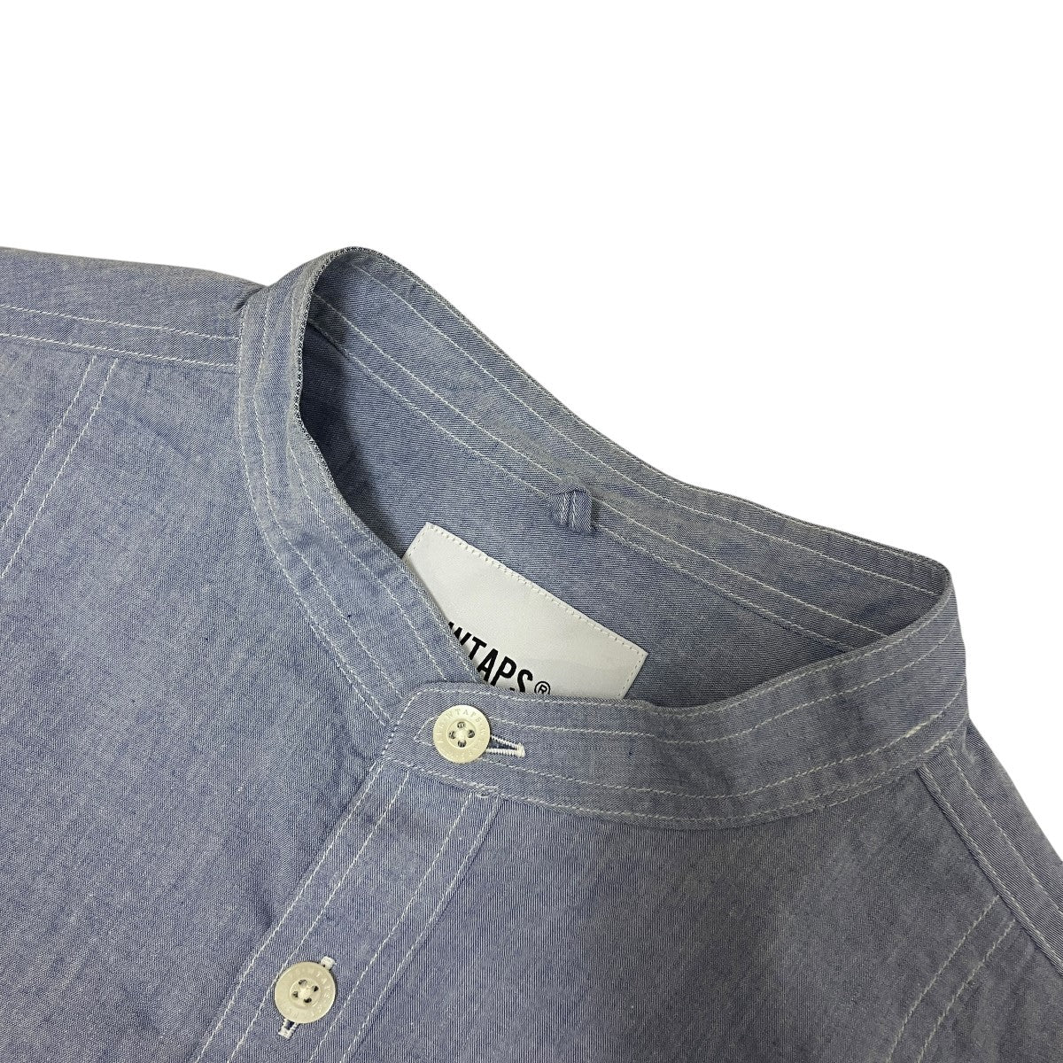 WTAPS ダブルタップス 21SS BIB LS シャンブレー 長袖シャツ ブルー系 サイズ4 正規品 / 31698 WTAPS(ダブルタップス) BIB LS COTTON．CHAMBRAYバンドカラーシャツ