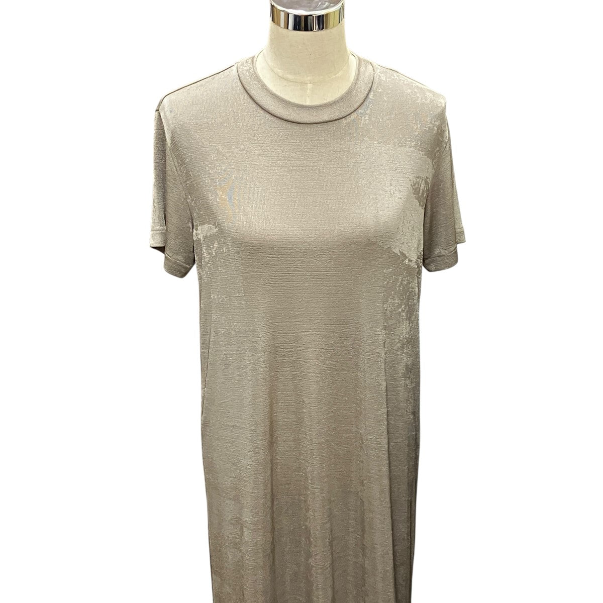 Beige Rib Jersey Short Sleeve Long Dress半袖ジャージーニットワンピースFDR346.JE0110