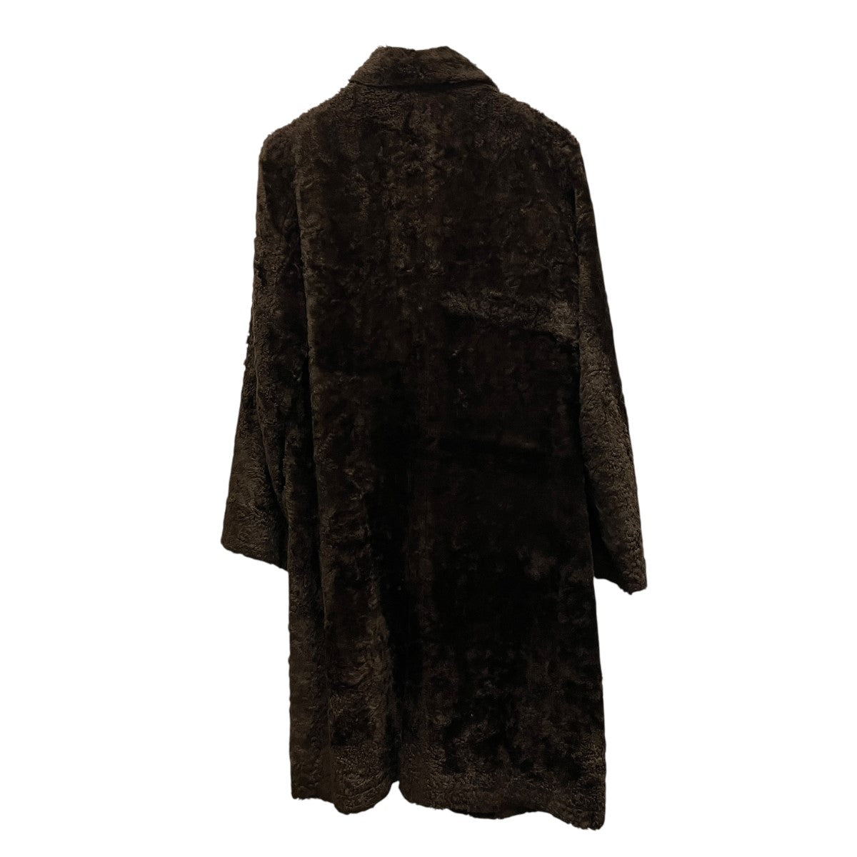 LIMI feu 97SSBrown Rayon Faux Fur Trench CoatフェイクファーダブルコートLU-C10-905 古着・中古-2枚目のアイテム画像