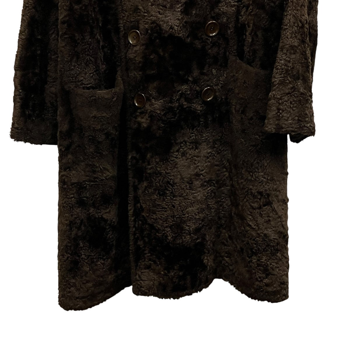 LIMI feu 97SSBrown Rayon Faux Fur Trench CoatフェイクファーダブルコートLU-C10-905 古着・中古-5枚目のアイテム画像