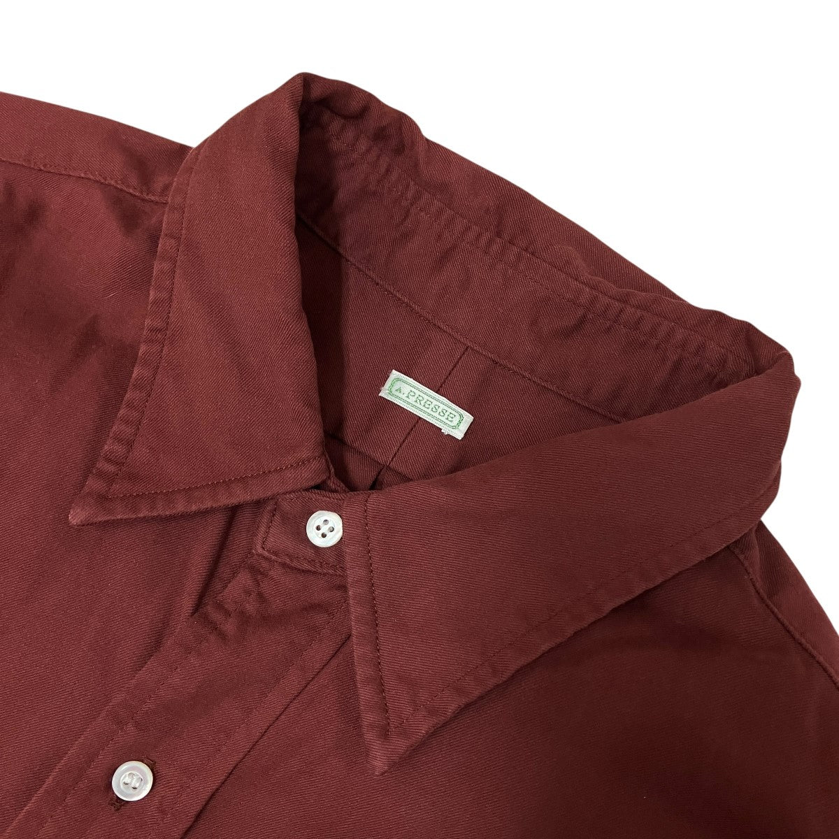 A．PRESSE Double Weave Twill Regular Collar Shirtsダブルツイルシャツ 古着・中古-5枚目のアイテム画像