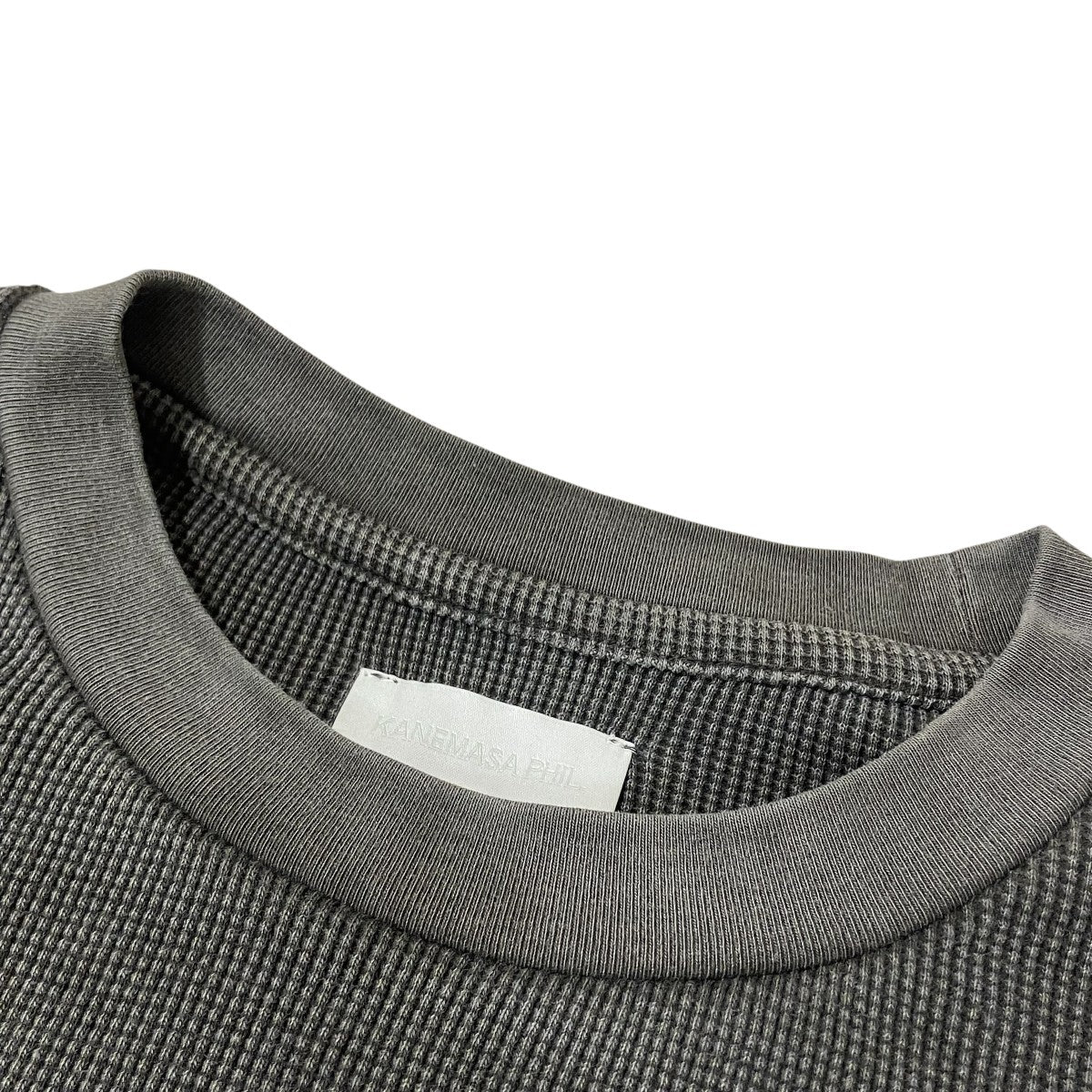 26SS18G Garment Dye Waffle - CHARCOAL PIGMENTワッフル長袖TシャツMJ26S-008