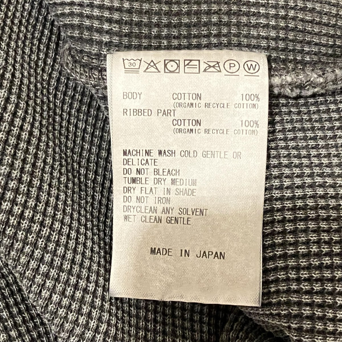 26SS18G Garment Dye Waffle - CHARCOAL PIGMENTワッフル長袖TシャツMJ26S-008