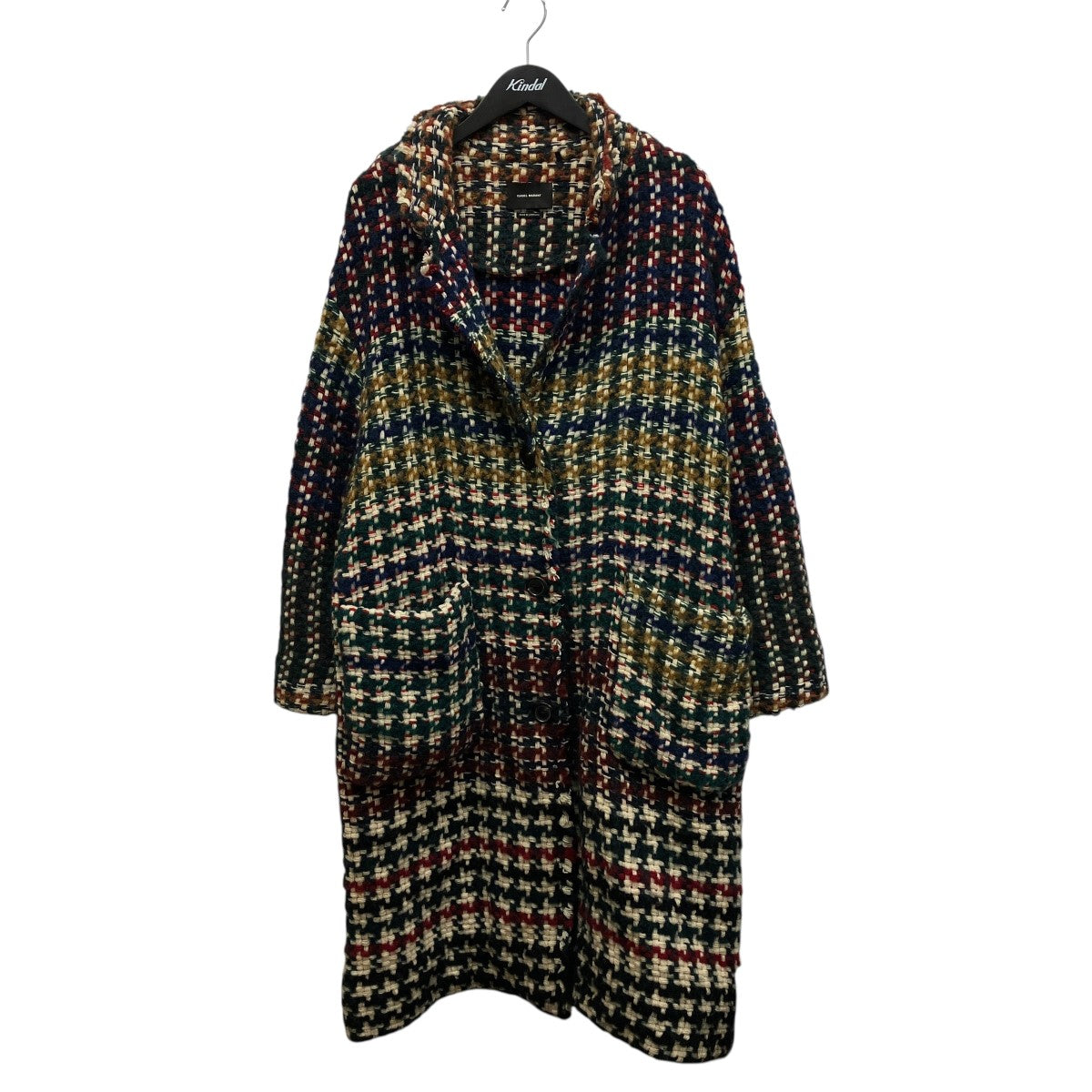 ISABEL MARANT ウールチェックジャガードロングコート78-08-65-08002 古着・中古-1枚目のアイテム画像