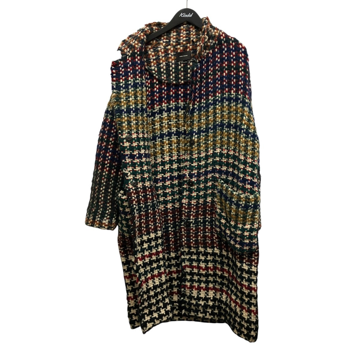 ISABEL MARANT ウールチェックジャガードロングコート78-08-65-08002 古着・中古-3枚目のアイテム画像