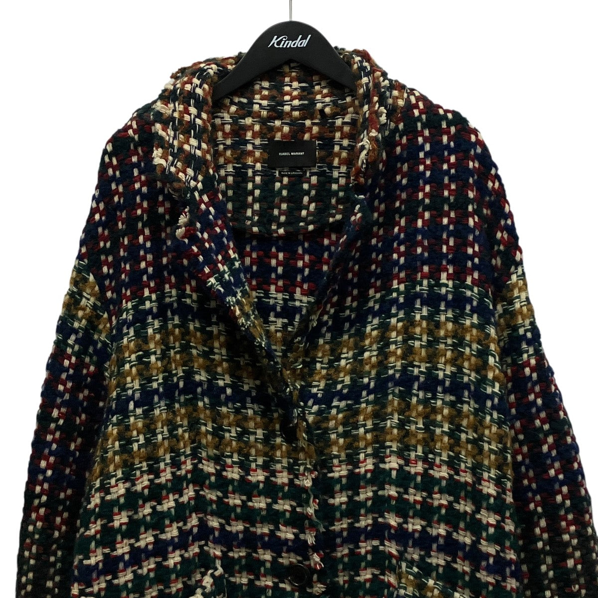 ISABEL MARANT ウールチェックジャガードロングコート78-08-65-08002 古着・中古-4枚目のアイテム画像