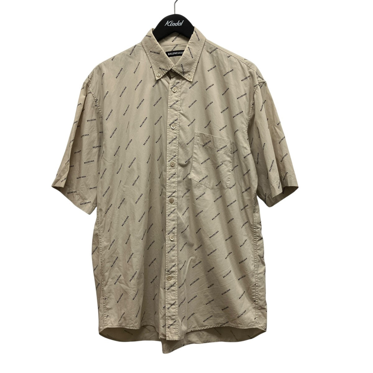 BALENCIAGA 19SSAll-over logo short-sleeve button-down shirt総柄ロゴ半袖ボタンダウンシャツ534332 TBL96 古着・中古-1枚目のアイテム画像
