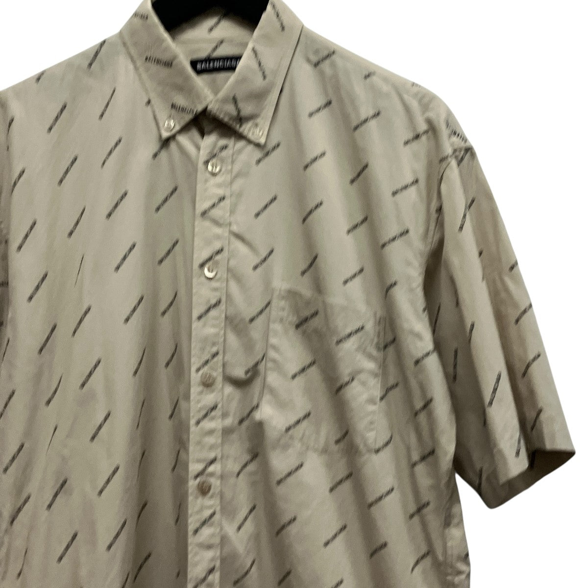 BALENCIAGA 19SSAll-over logo short-sleeve button-down shirt総柄ロゴ半袖ボタンダウンシャツ534332 TBL96 古着・中古-3枚目のアイテム画像