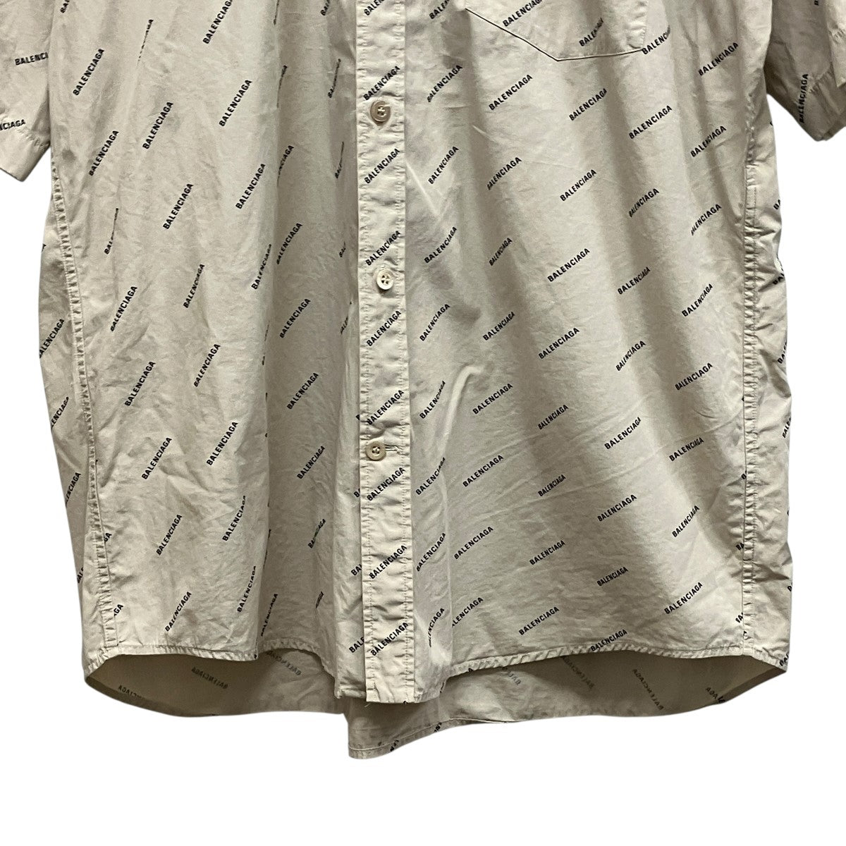 BALENCIAGA 19SSAll-over logo short-sleeve button-down shirt総柄ロゴ半袖ボタンダウンシャツ534332 TBL96 古着・中古-4枚目のアイテム画像