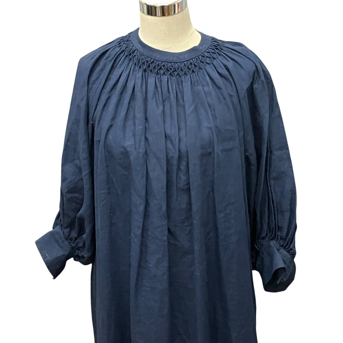 HYKE LINEN SMOCKED MAXI DRESSバルーンスリーブリネンワンピース 古着・中古-4枚目のアイテム画像