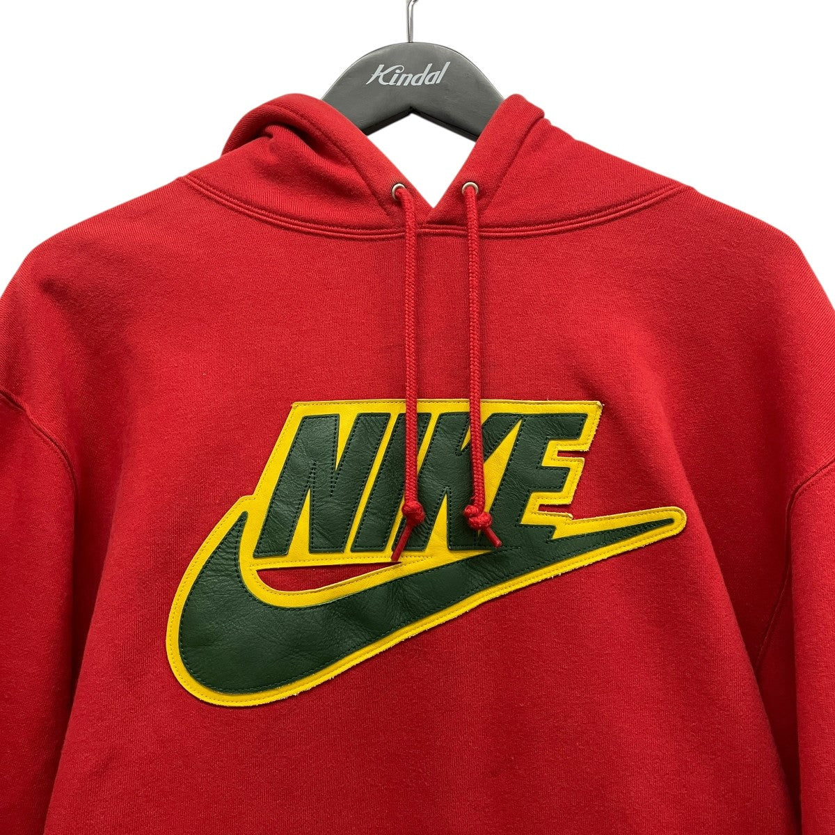 19AWLeather Applique Hooded Sweatshirt  RedレザーロゴプルオーバーパーカーCK6225-687