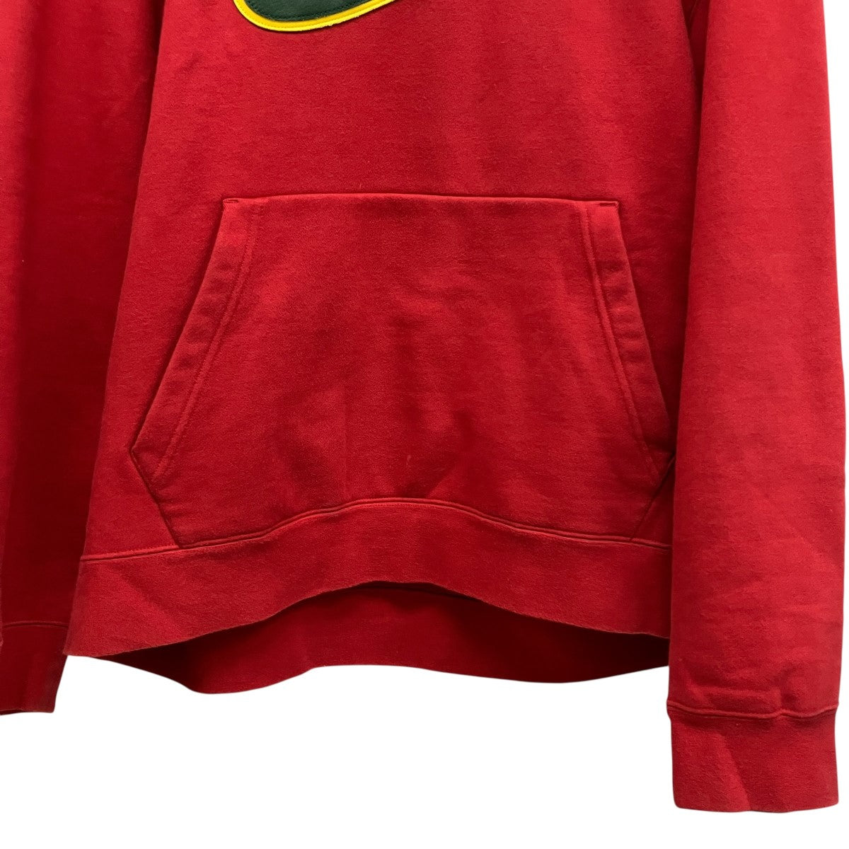 19AWLeather Applique Hooded Sweatshirt  RedレザーロゴプルオーバーパーカーCK6225-687