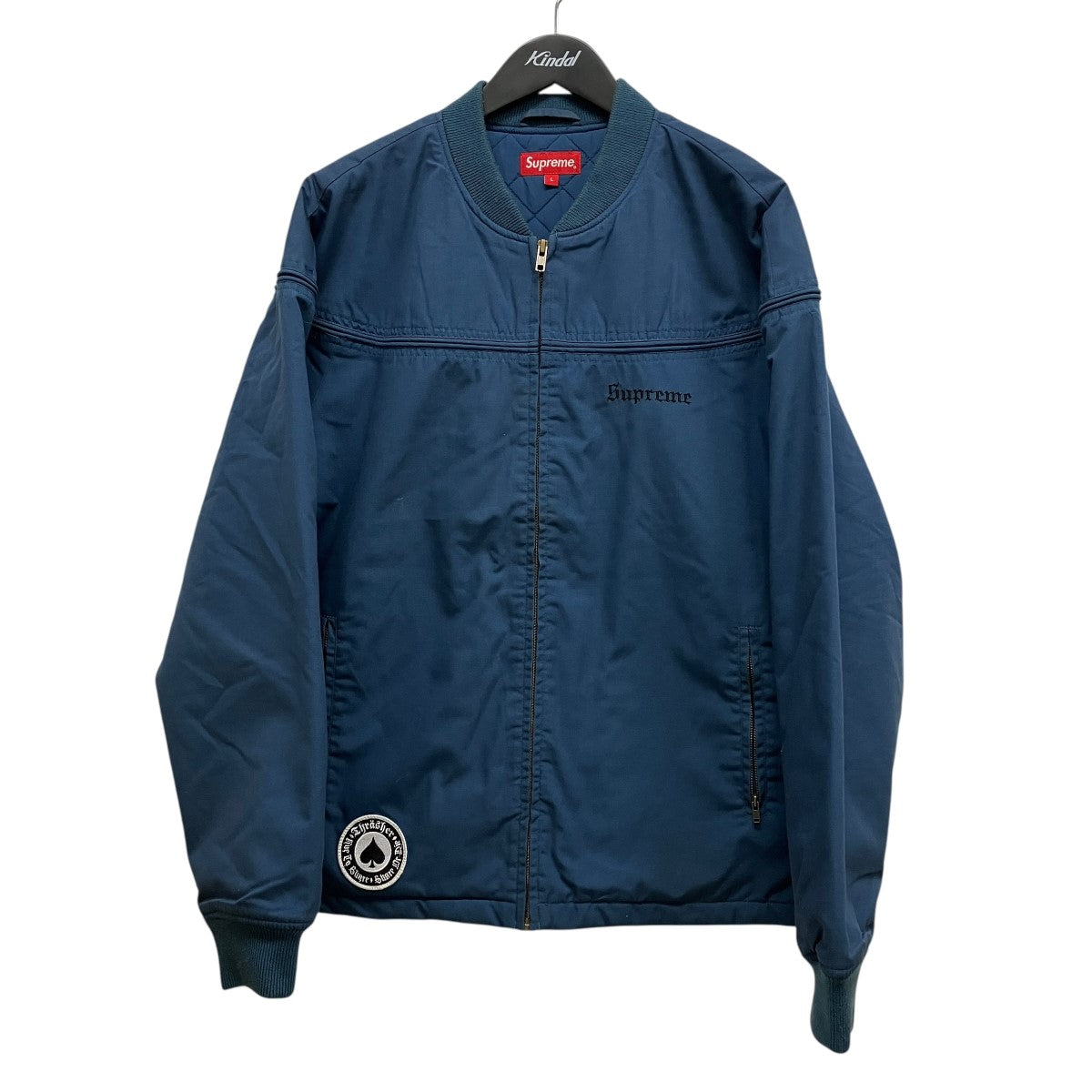 Supreme×THRASHER Poplin Crew Jacket Blueバック刺しゅう中綿ブルゾン 古着・中古-1枚目のアイテム画像