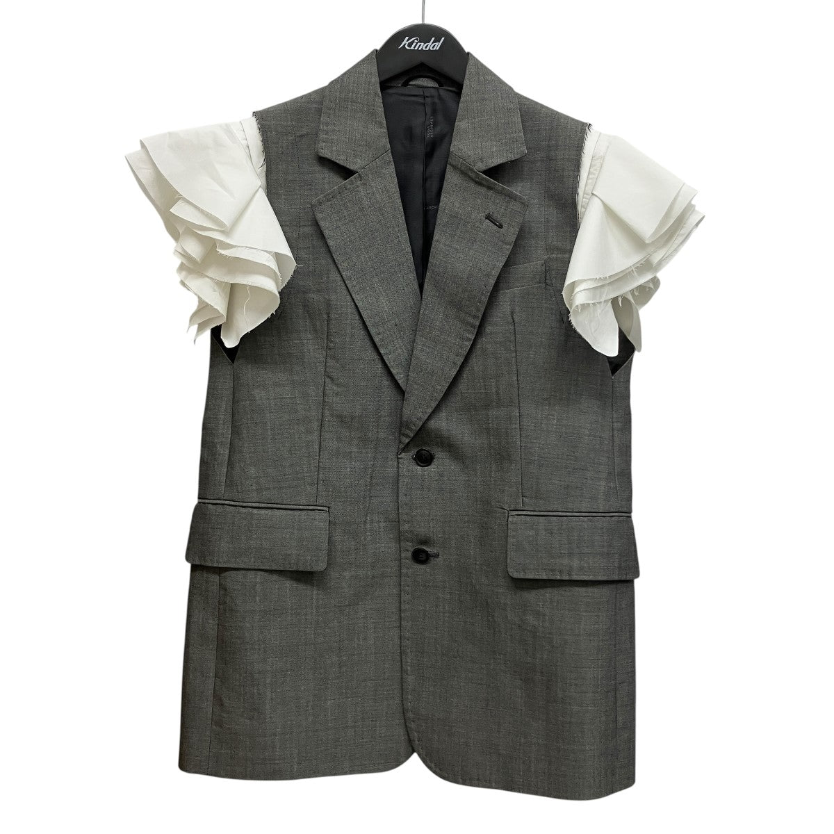TOGA 26SSWOOL MOHAIR SLEEVELESS JACKETテーラードフリルカットオフジャケットTA261-FD077 古着・中古-1枚目のアイテム画像