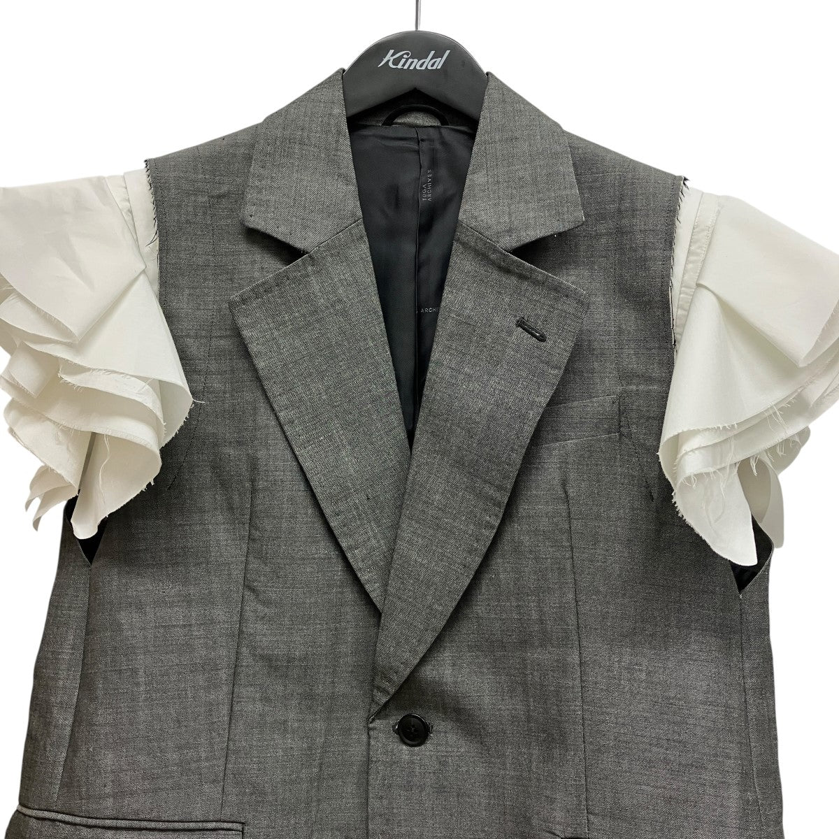 TOGA 26SSWOOL MOHAIR SLEEVELESS JACKETテーラードフリルカットオフジャケットTA261-FD077 古着・中古-3枚目のアイテム画像