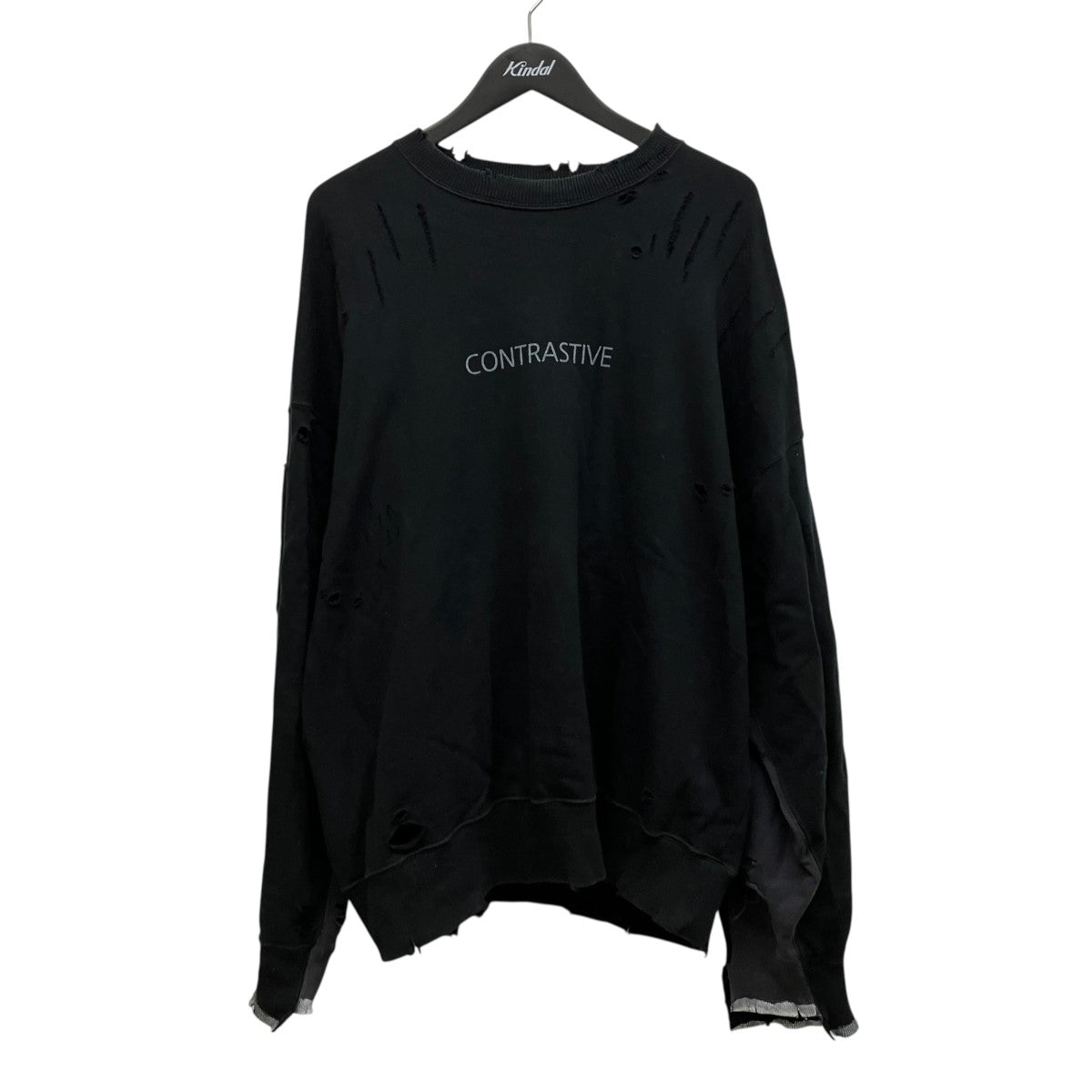 OVERSIZED REBUILD SWEAT LSダメージ加工ロゴプリントスウェットST.441