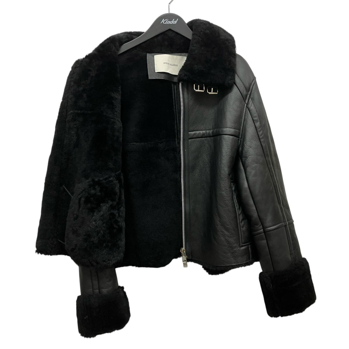 ENTIRE STUDIOS 01 SHERRLING JACKETムートンレザージャケットES2424BL-BLK 古着・中古-3枚目のアイテム画像