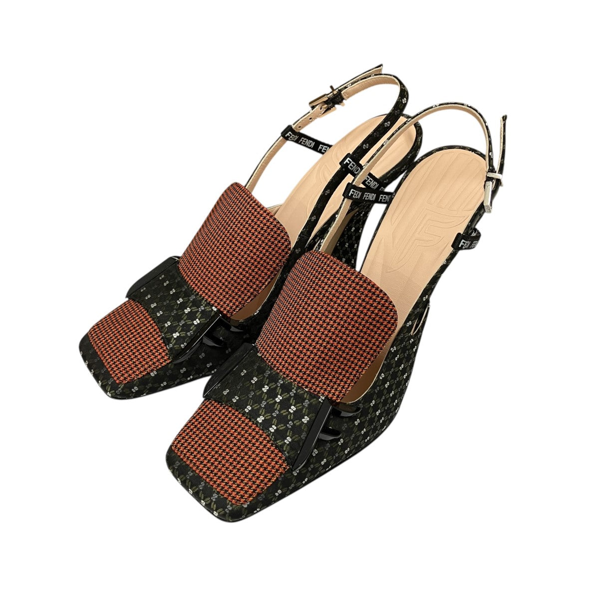 FENDI Freedom Sling Back総柄スリングバックヒールパンプス 古着・中古-1枚目のアイテム画像