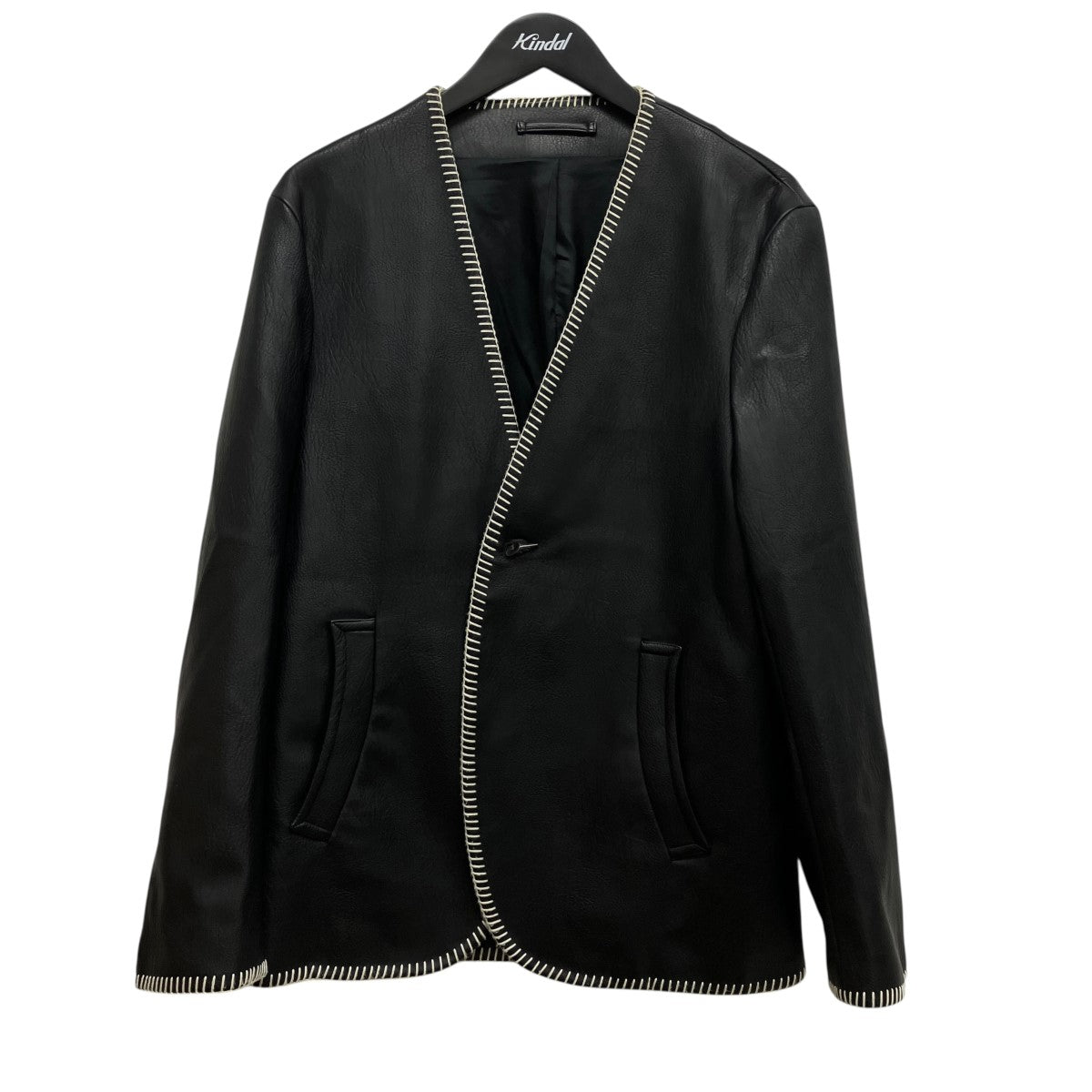 MAHITO MOTOYOSHI Fake Leather Embroidery JacketフェイクレザーノーカラーテーラードジャケットMF-J1002 古着・中古-1枚目のアイテム画像