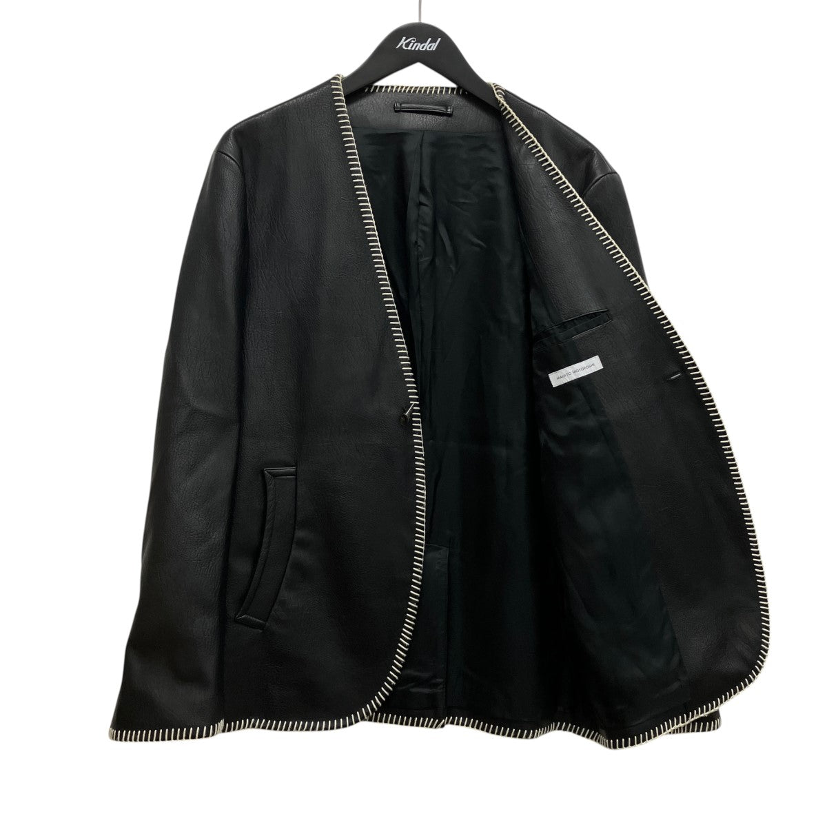 MAHITO MOTOYOSHI Fake Leather Embroidery JacketフェイクレザーノーカラーテーラードジャケットMF-J1002 古着・中古-5枚目のアイテム画像