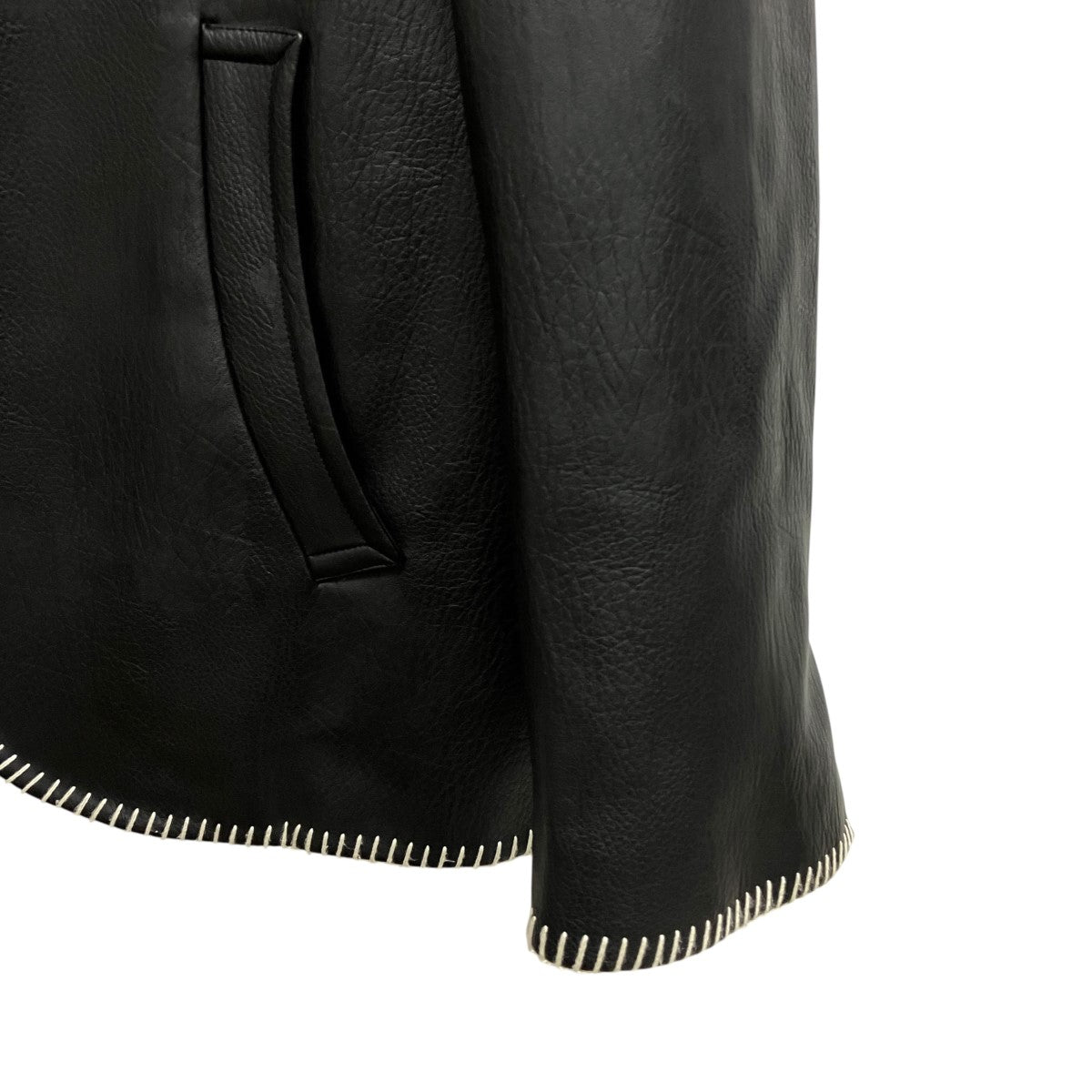 MAHITO MOTOYOSHI Fake Leather Embroidery JacketフェイクレザーノーカラーテーラードジャケットMF-J1002 古着・中古-6枚目のアイテム画像