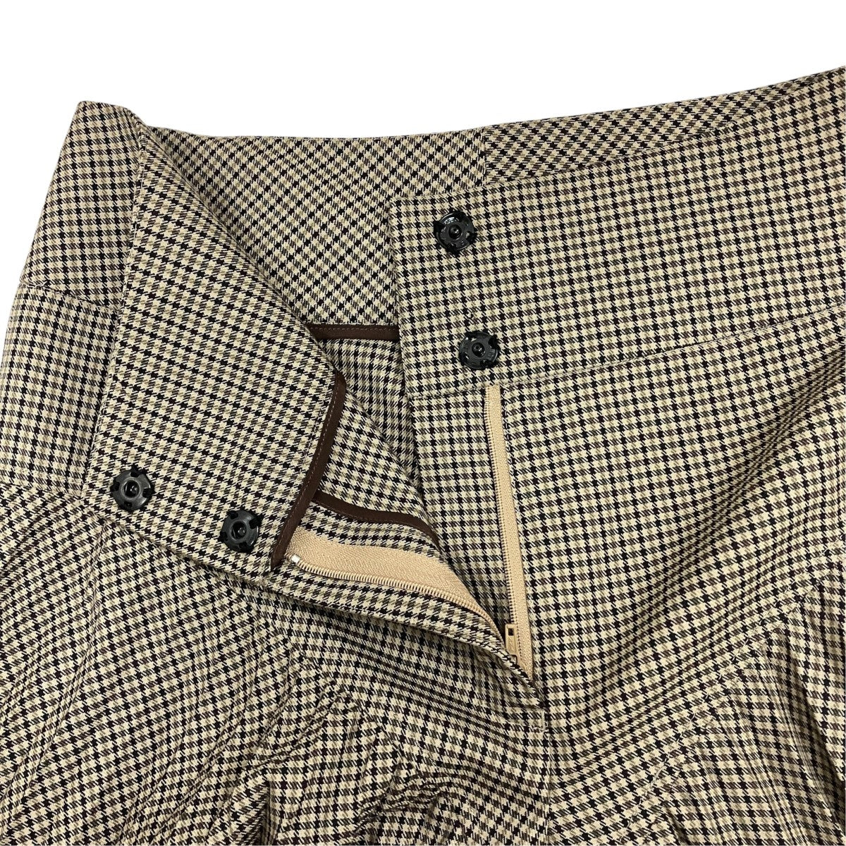 23AWHOUNDSTOOTH PLEATED HEM CROPPED PANTSプリーツチェックパンツFU-S-PT009H