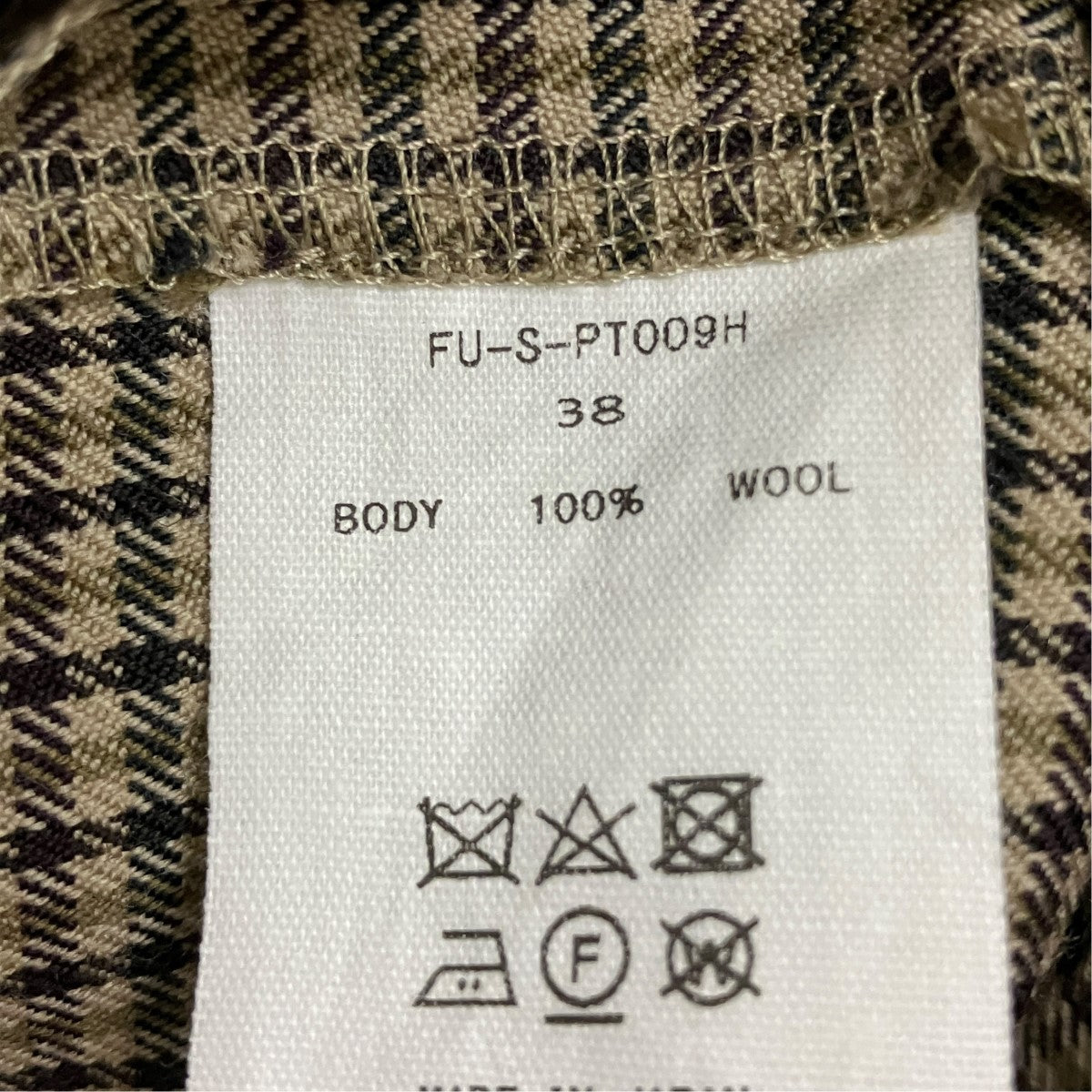 23AWHOUNDSTOOTH PLEATED HEM CROPPED PANTSプリーツチェックパンツFU-S-PT009H