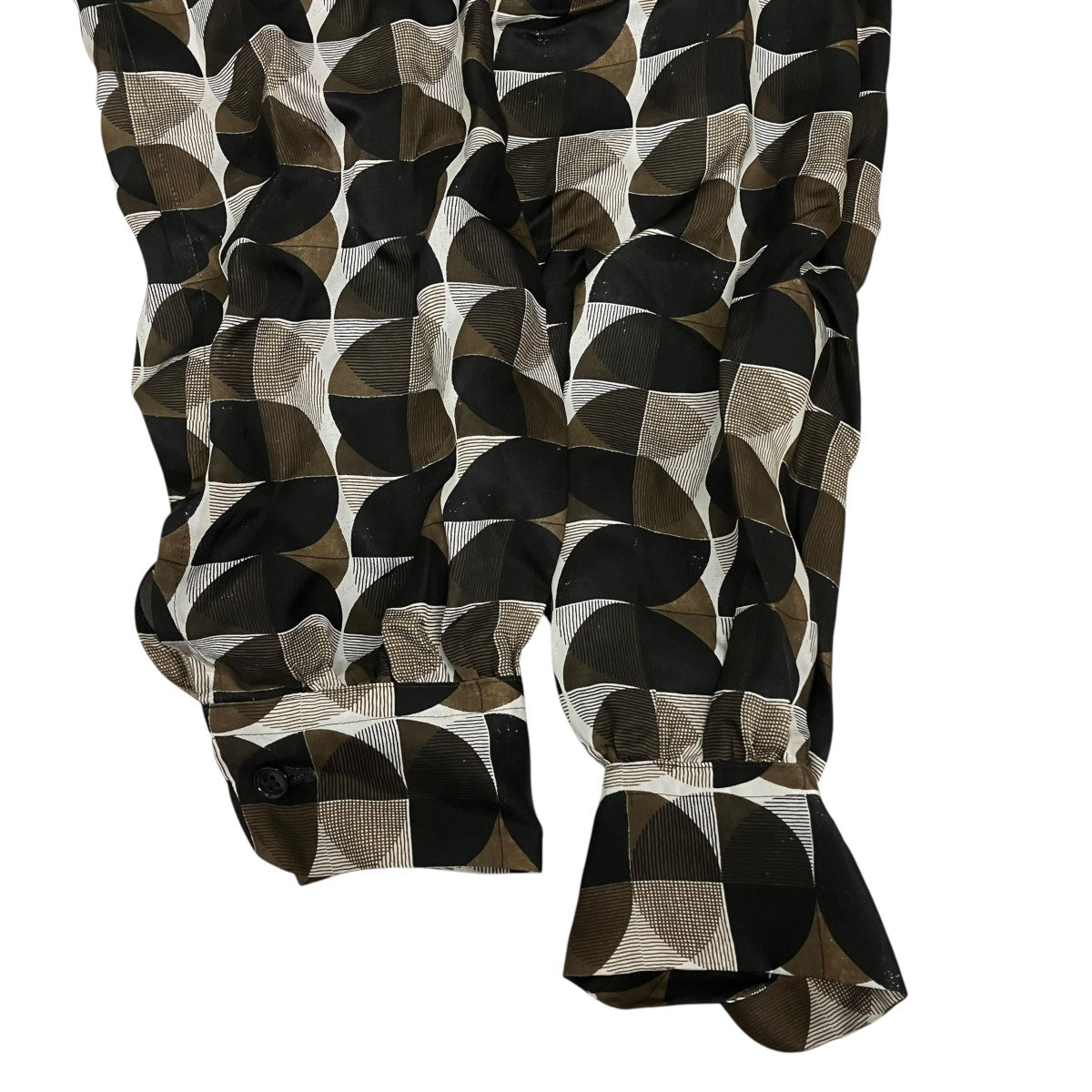 25AWGEOMETRIC PATTERN PRINTED BLOUSE総柄サテンロングスリーブシャツFU-W-SH003