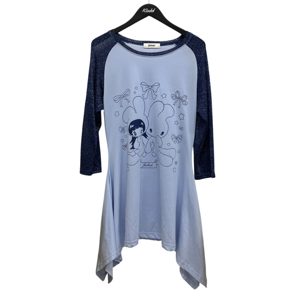 プリントフレアラメロングスリーブTシャツ