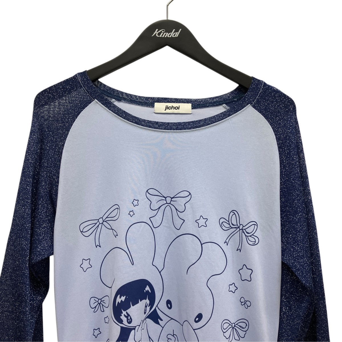 プリントフレアラメロングスリーブTシャツ