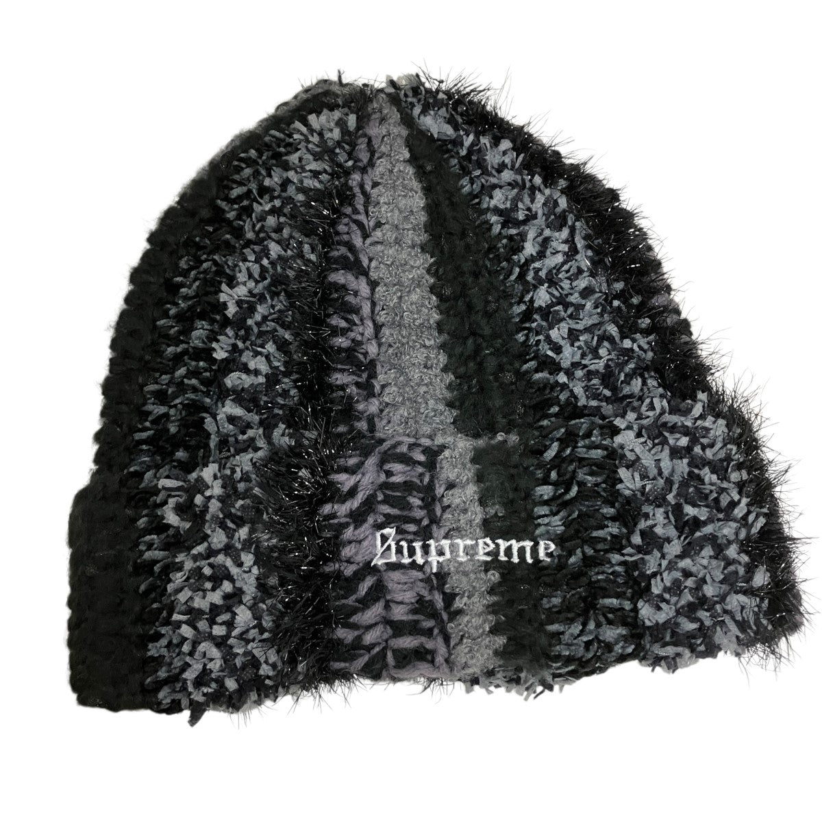 Supreme 25AWTinsel Stripe Beanieラメストライプニットキャップ 古着・中古-1枚目のアイテム画像