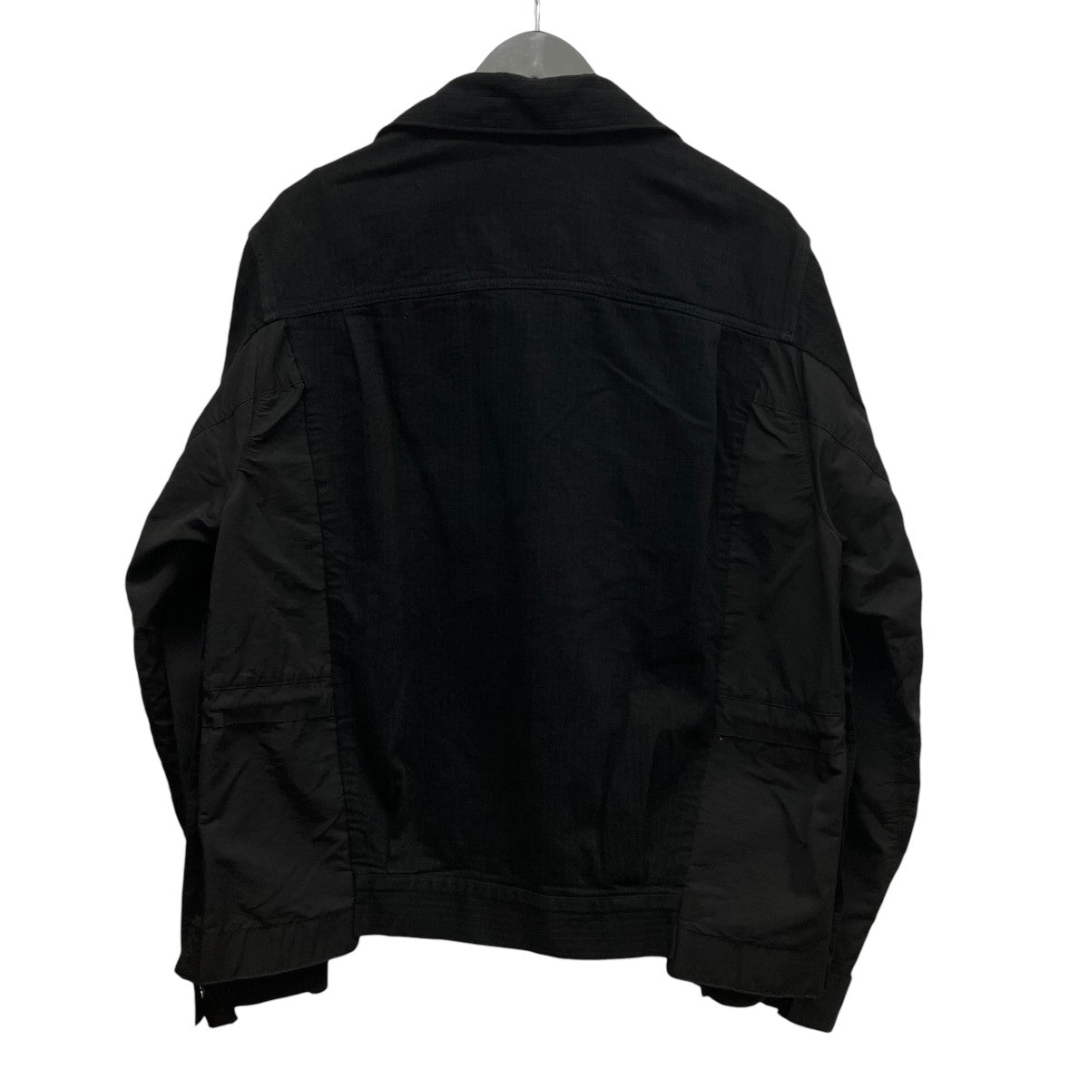 22SSPatchwork Detail Button Jacketヒッコリーストライプナイロン切替ドッキングジャケット22-02787M
