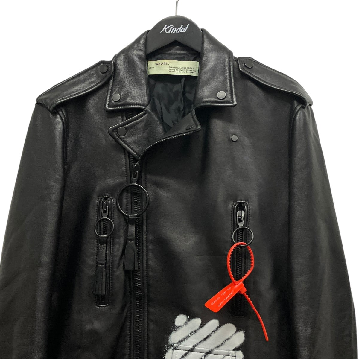 17SSタグ有バイアススプレーロゴダブルライダースジャケット